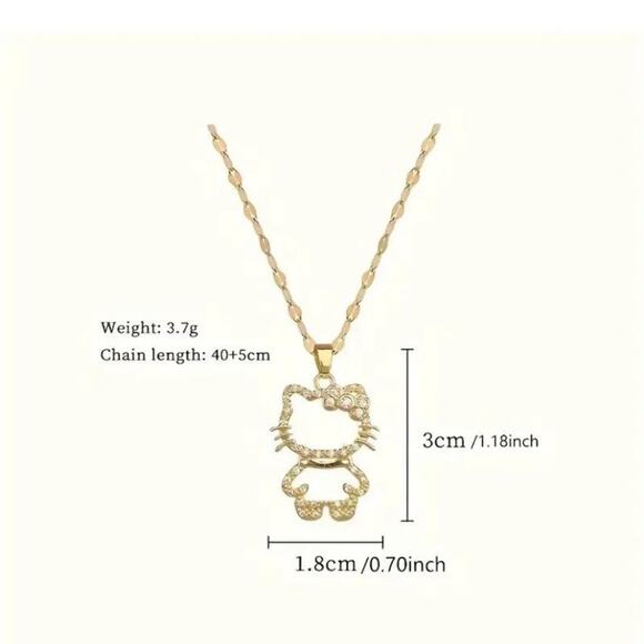 Gold Hello Kitty Hollow Zircon Necklace - Picture 11 of 11
